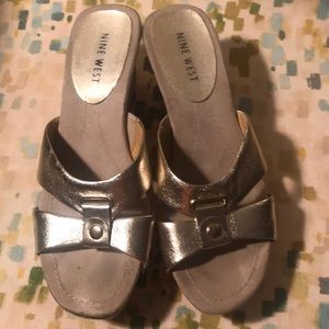 Nine West gold wedges